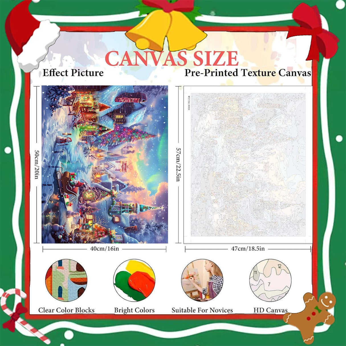 cviokrdu Christmas Paint by Numbers Kit for Adults - Snow Scene Adult Paint by Number Kits on Canvas, DIY Christmas Oil Painting for Gift Home Wall Decor (20x16inch) cviokrdu