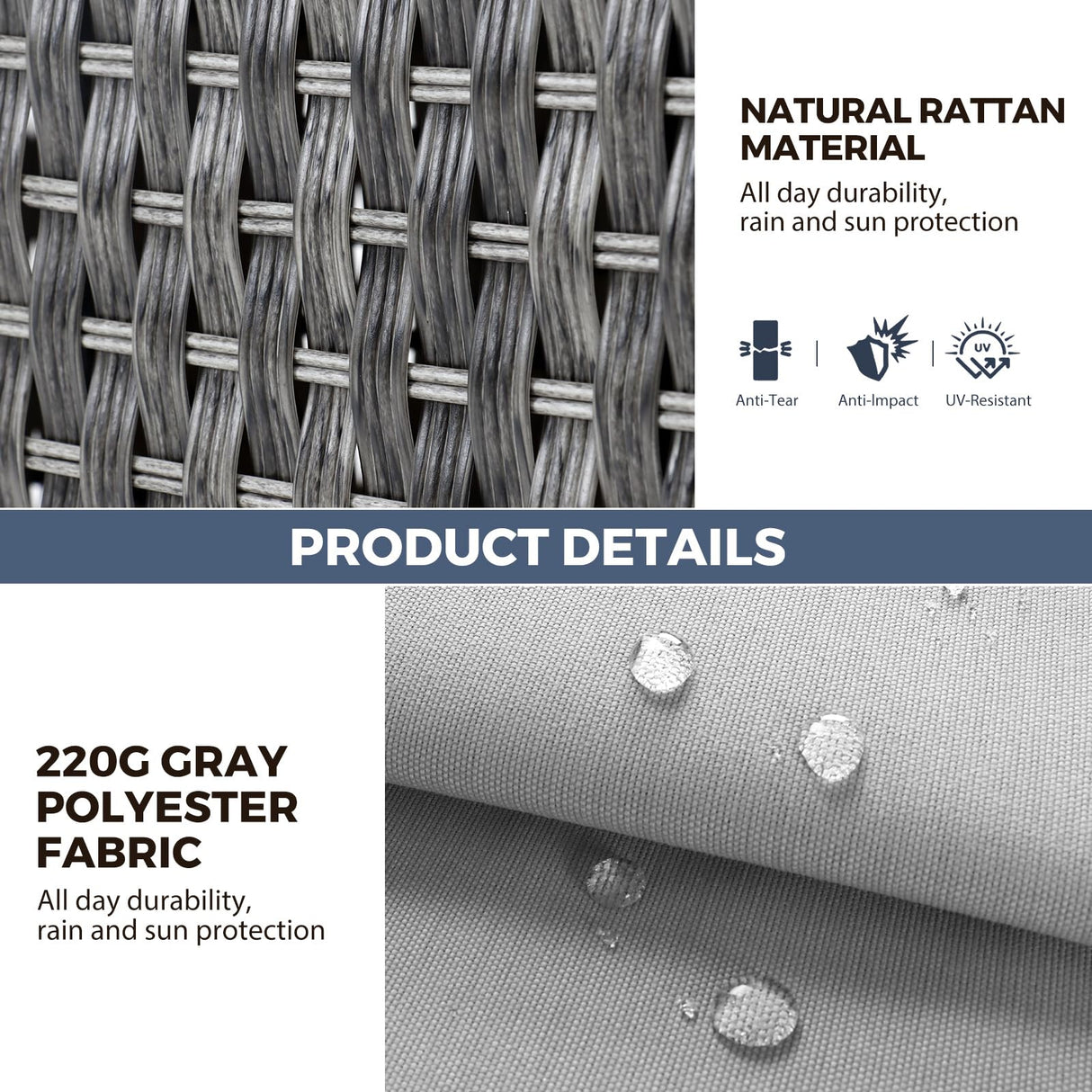 WACASA 11 PCS Curved Rattan Patio Furniture Set – Outdoor Sectional Sofa with Waterproof Cushions, Coffee Table, Side Tables & Pillows, Natural Wicker Conversation Set for Garden, Backyard, Deck WACASA