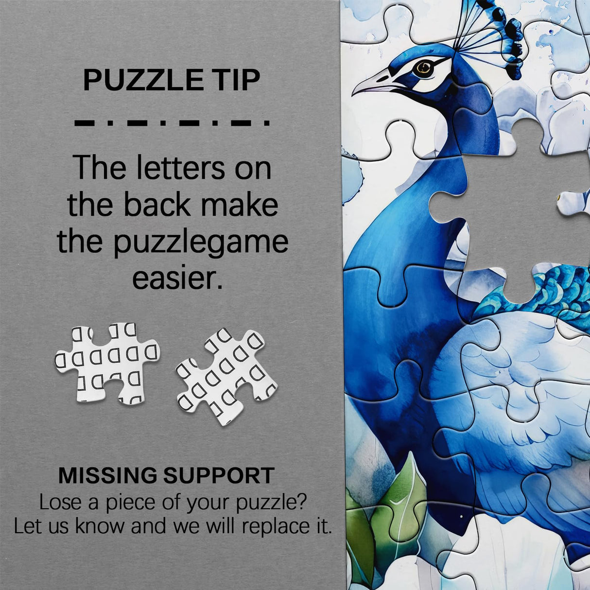 Blue Peacock Puzzles Flower Puzzle for Adults 1000 Pieces, Beautiful Bird Art Jigsaw Puzzles 1000 Pieces Nature Puzzle, Fantasy Green Peacock Painting Puzzle BBOLDIN