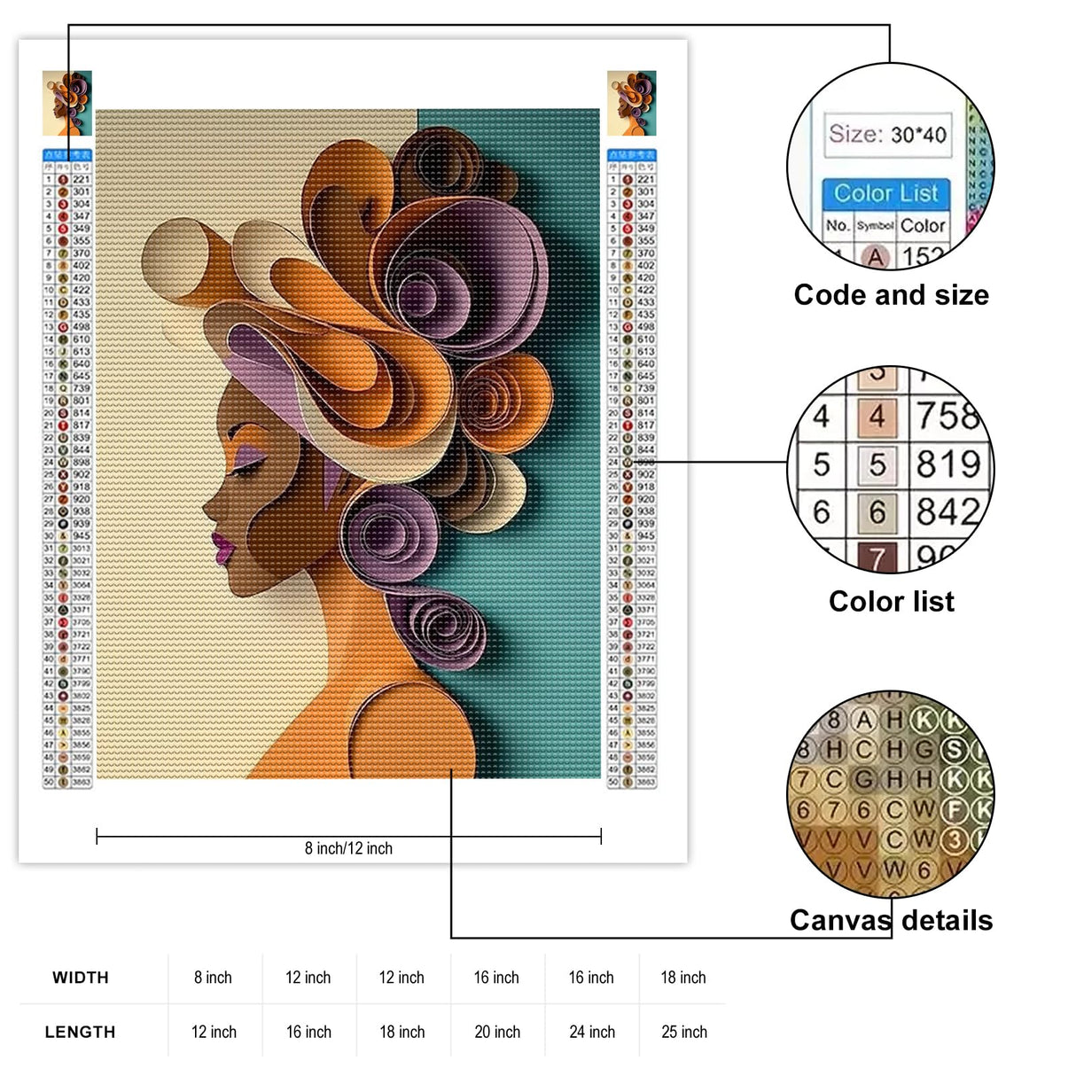 MTPGNW African Women Diamond Painting Kits for Adults, African American Diamond Art Kits 5D DIY Gems Art Diamond Decor Home Wall Decor Gift 12x16 INCH MTPGNW