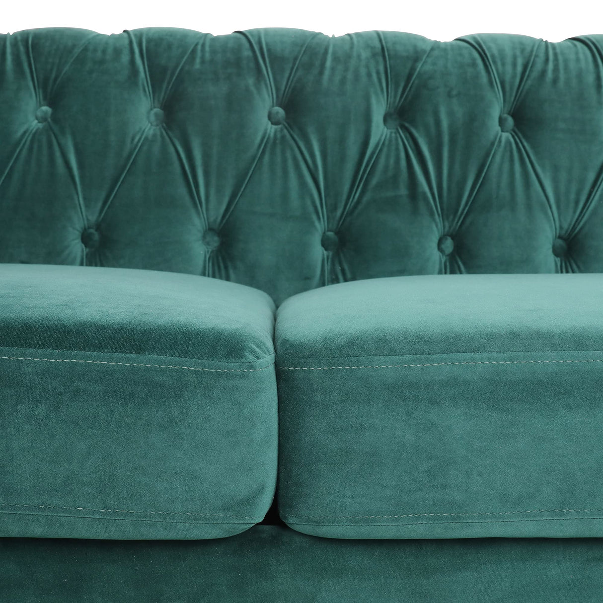 Chesterfield Sofa Velvet, Modern Tufted Couch 3 Seater with Rolled Arms and Nailhead for Living Room, Bedroom, Office, Apartment (Green) ORRD