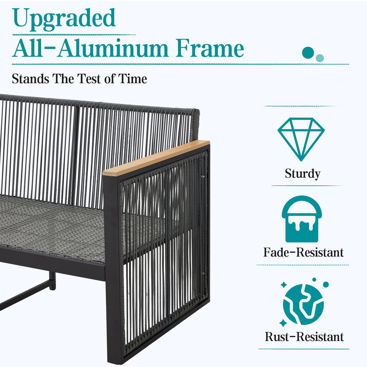 HOMREST Metal Outdoor Patio Furniture Set, 5-Piece Outdoor Sectional Patio Conversation Set with 3-Seat Sofa,Coffee Table,Upgard Cusion for Deck, Lawn,Poolside(Grey) HOMREST