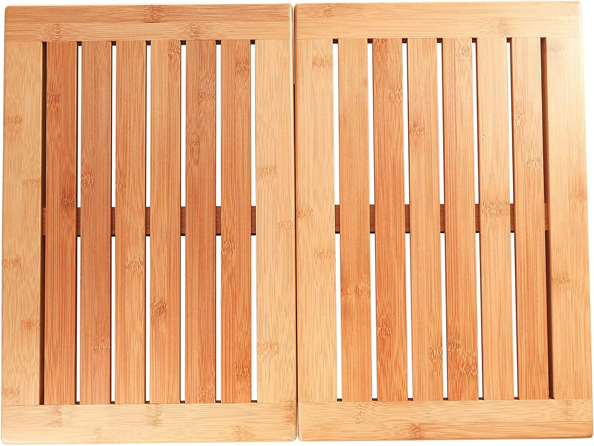 Bambüsi Premium Bamboo Bath Mat - Foldable Wood Shower Mat for Easy Storage, Non-Slip Bathroom Mat, Versatile for Indoor and Outdoor Use, Ideal Floor Mat for Spa, Sauna, Pool, 24" x 18" Bambüsi