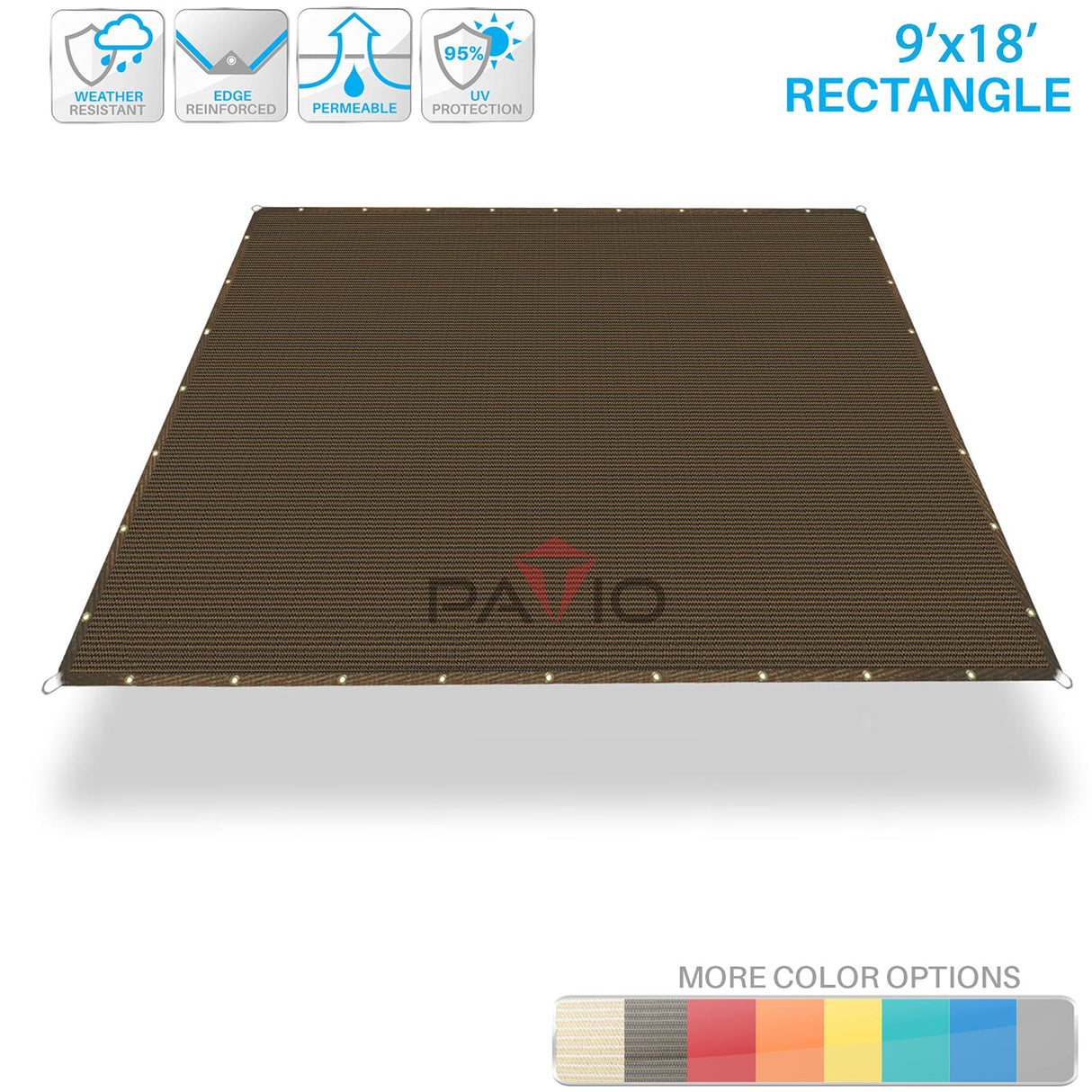 Patio Paradise 9' x 18' Straight Edge Sun Shade Sail, Brown Rectangle Outdoor Shade Cloth Pergola Cover UV Block Fabric - Custom 3 Year Warrenty Patio