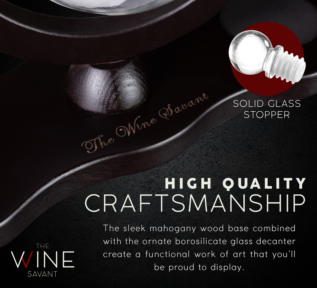 Globe Whiskey Decanter Set with 2 Liquor Glasses - Tennis Whisky Decanter & Glass Set with Elegant Mahogany Wood Base - Tennis Gifts for Dad, Men - Bourbon & Scotch Decanter - Tennis Lovers Gifts The Wine Savant