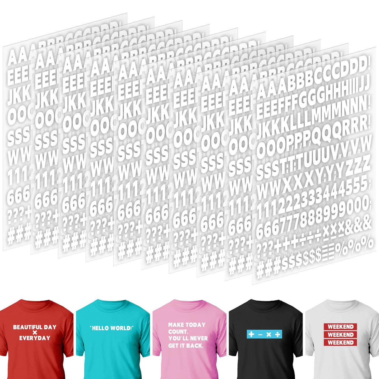10 Sheets 1660 Pieces Iron on Letters and Numbers for Clothing, 1 Inch White Iron on Vinyl Letters with A-Z Heat Transfer Letters 0-9 Iron on Numbers PU Alphabet Sticker for T-Shirt Printing DIY Craft Comkrivy
