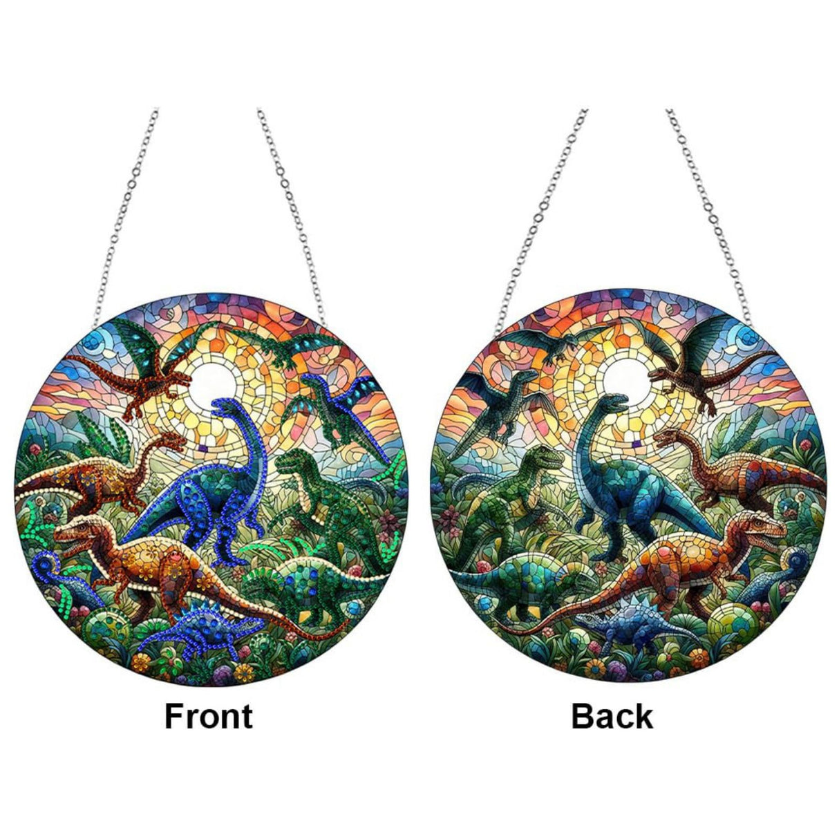 Generic DIY Hanging Diamond Pendant Special Shaped Crystal Diamond Art Painting Ornament Double-Sided Pattern Single Sided for Window Home Garden Wall Door Decor-Dinosaur WoodArtSupply