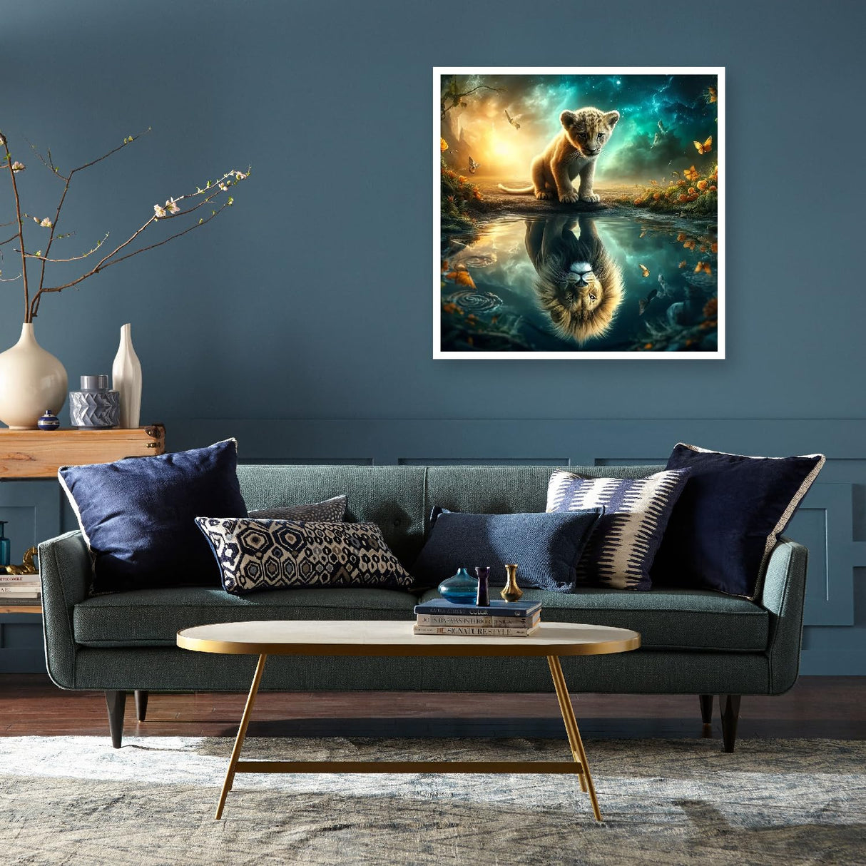 LWZAYS 5D Diamond Painting Kits for Adults, Lion Diamond Art Kits for Beginners, DIY Full Round Drill Gem Art Kit for Home Wall Decor and Adults Gift 35 * 35cm LWZAYS