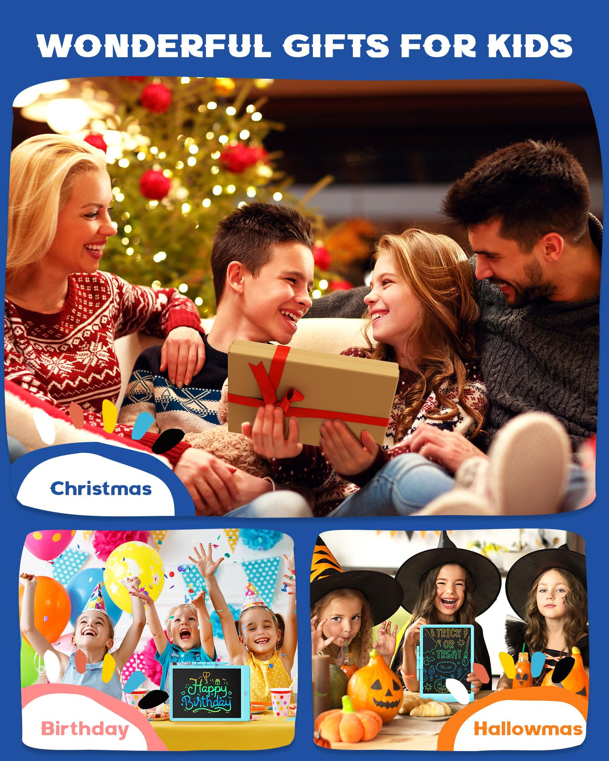 Bravokids Toys for 3-6 Years Old Girls Boys, LCD Writing Tablet 10 Inch Doodle Board, Electronic Drawing Pads, Educational Birthday Gift for 3 4 5 6 7 8 Years Old Kids Toddler (Blue) bravokids