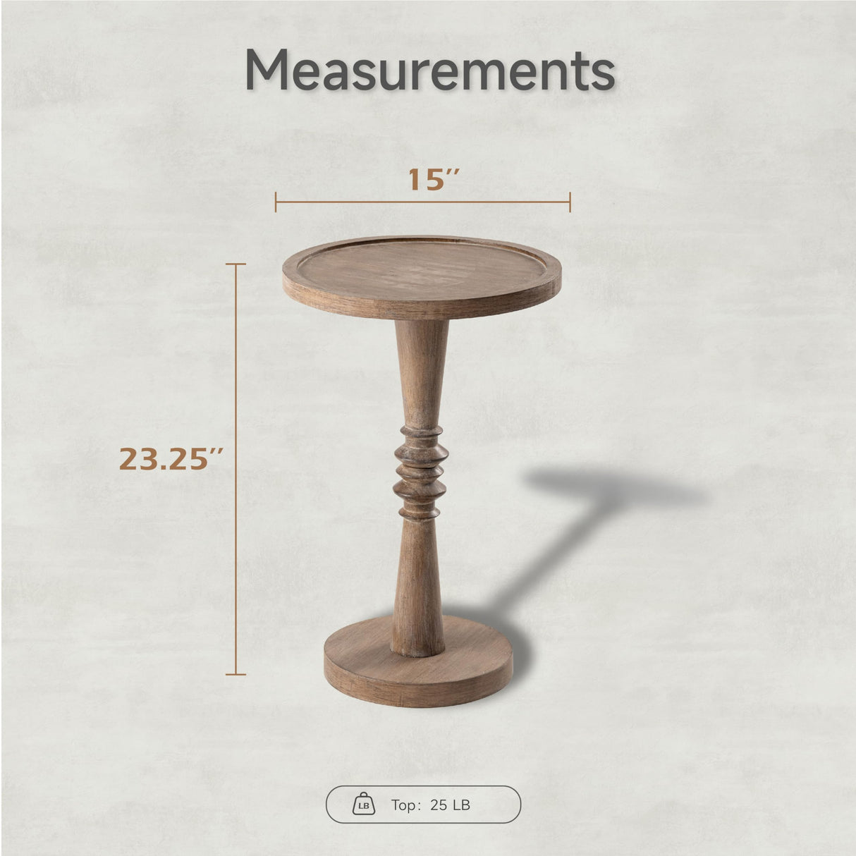 COZAYH Pedestal Small Drinking Table, Farmhouse Tray Top End Table, Distressed Finish, Wood Color COZAYH