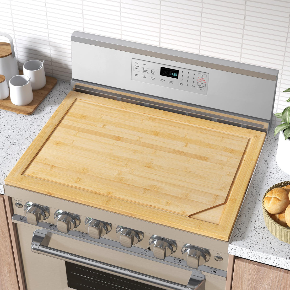 Stove Top Cover Board, Noodle Board Stove Cover, 30"L x 22"W x 0.75"Th Cutting Board, Wooden Stovetop Cover Cutting Board With Juice Grooves and Fun Memories