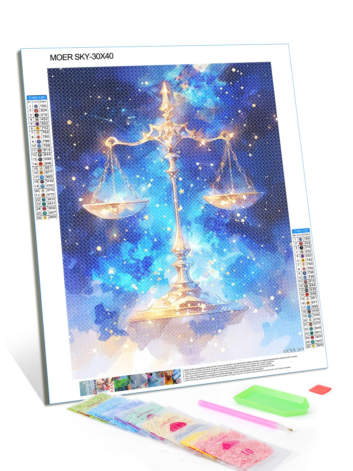 MOER SKY Libra Constellation Diamond Painting Kits for Adults, DIY 5D Constellations Diamond Art Full Drill for Adult, Round Diamond Kits for Home Wall Decor 12x16 Inch MOER SKY