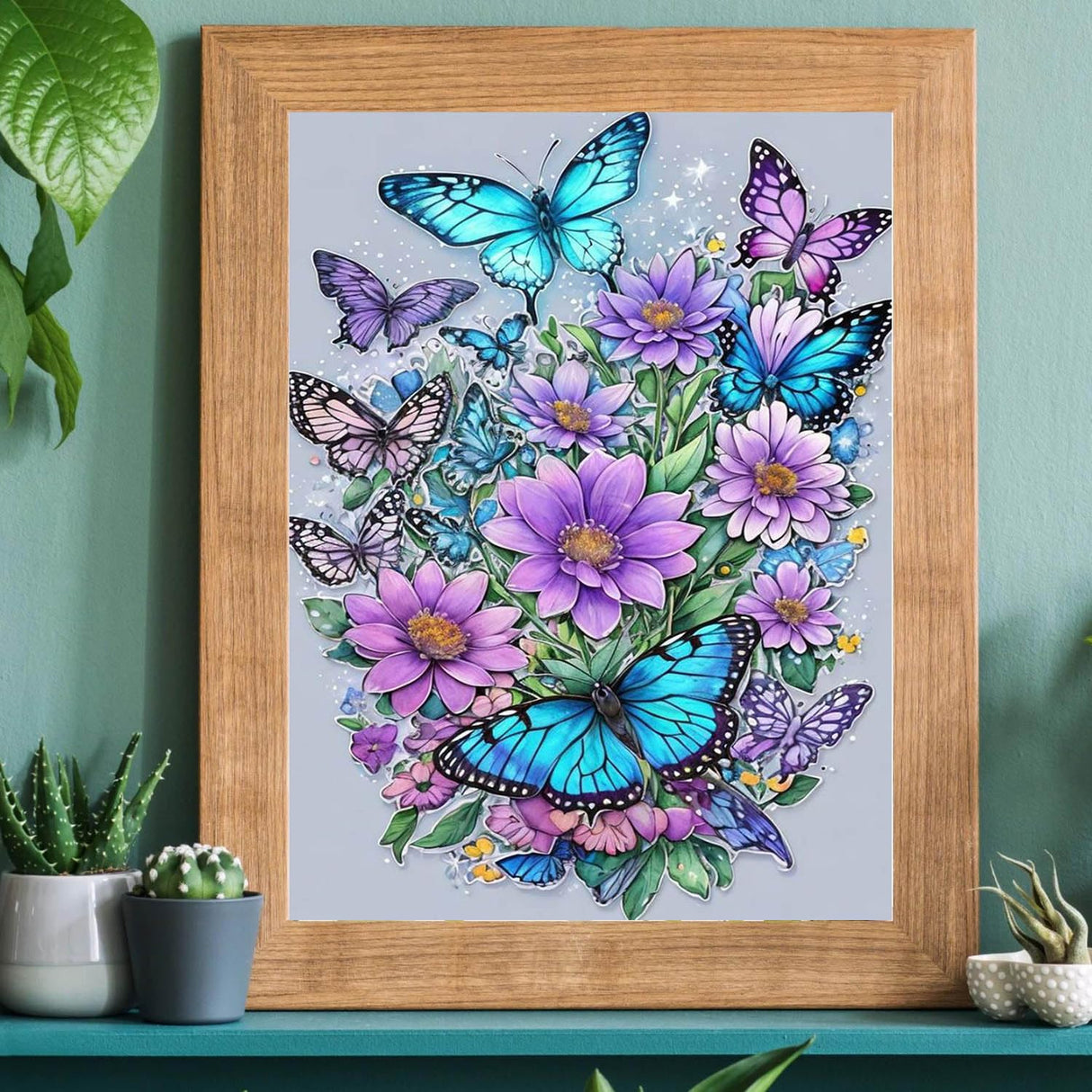 FOXKISS Butterfly Diamond Art Painting Kits for Adults, Full Drill Diamond Dots Paintings for Beginners, Round 5D Paint with Diamonds Pictures Gem Art Painting Kits DIY Crafts Kits 12x16inch FOXKISS