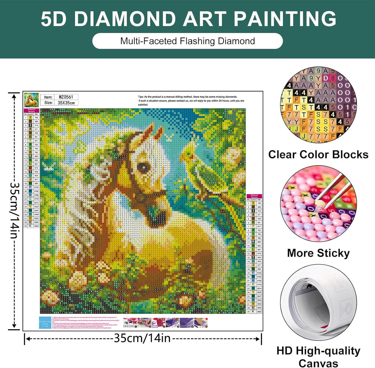 Zythron Horse Diamond Painting Kits for Adults 5D DIY Diamond Art Kits for Beginners,Animal Gem Art Kits for Adult Round DIY Crafts Kits Gift Home Wall Decor Gifts 14x14 inch Zythron