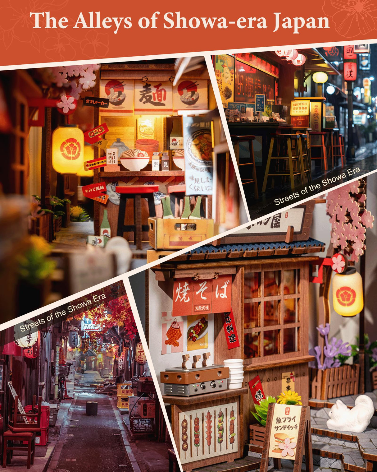 Rolife Book Nook Kit Sakura Wine Alley, 3D Wooden Puzzle Booknook for Bookshelf Decor, Japanese-Inspired Sakura Theme Creative DIY Miniature Dollhouse Kit, Crafts Gifts for Adults, Teens & Book Lovers Rolife