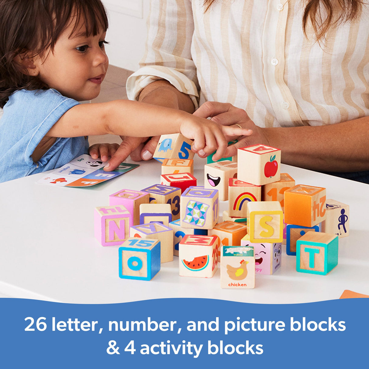 Ms. Rachel Melissa & Doug Letter, Number, and Game Wooden Learning Blocks with Activity Cards for Girls and Boys Toddlers Ages 18 Months+ - FSC-Certified Melissa & Doug