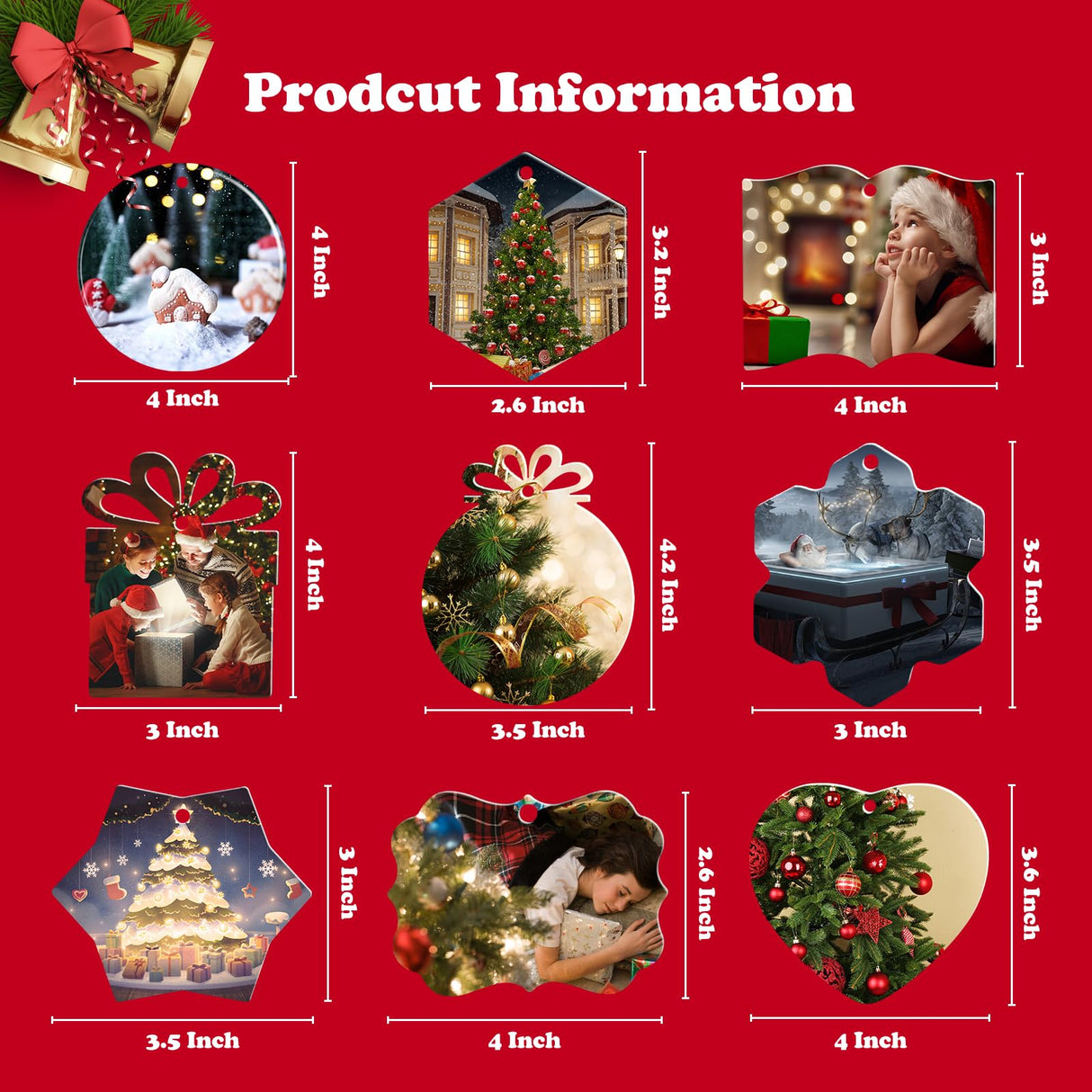 Sublimation Blank Ornaments 4 Inch Round Aluminium Haning Ornament 20 PCS Bulk for HTV Crafting DIY and Chritsmas Tree Decoration WANZELONYO