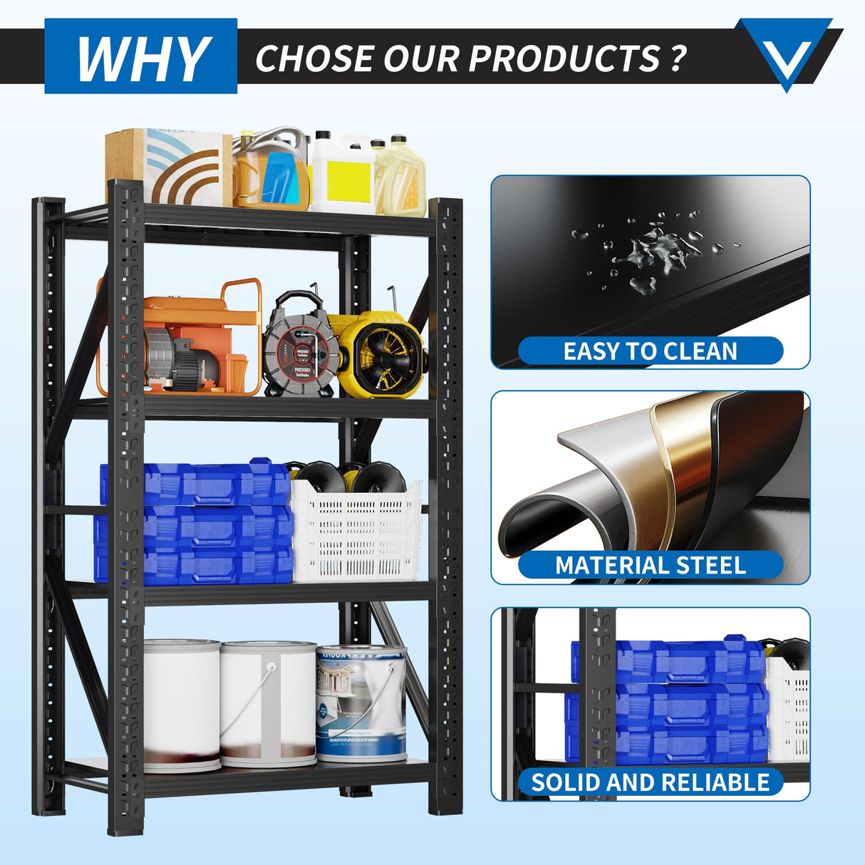 CXUZCZ 3000LBS Garage Shelving 32" W Garage Shelving Heavy Duty 4-Tier Metal Storage Shelves Adjustable Shelf Unit Storage Rack for Basement Supermarket Warehouse 32" W x 20" D x 63" H Black CXUZCZ