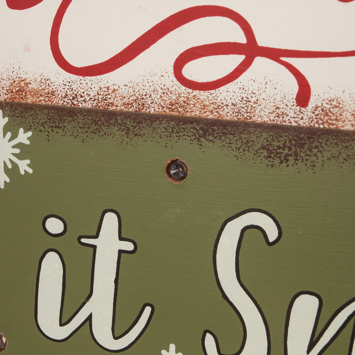 Glitzhome Wooden Block Sign, Christmas Table Decorative Signage, Believe Let It Snow Season's Greetings, 11.81 x 1.57 x 10.59 inches, MDF, Farmhouse Wood Block Decor Glitzhome