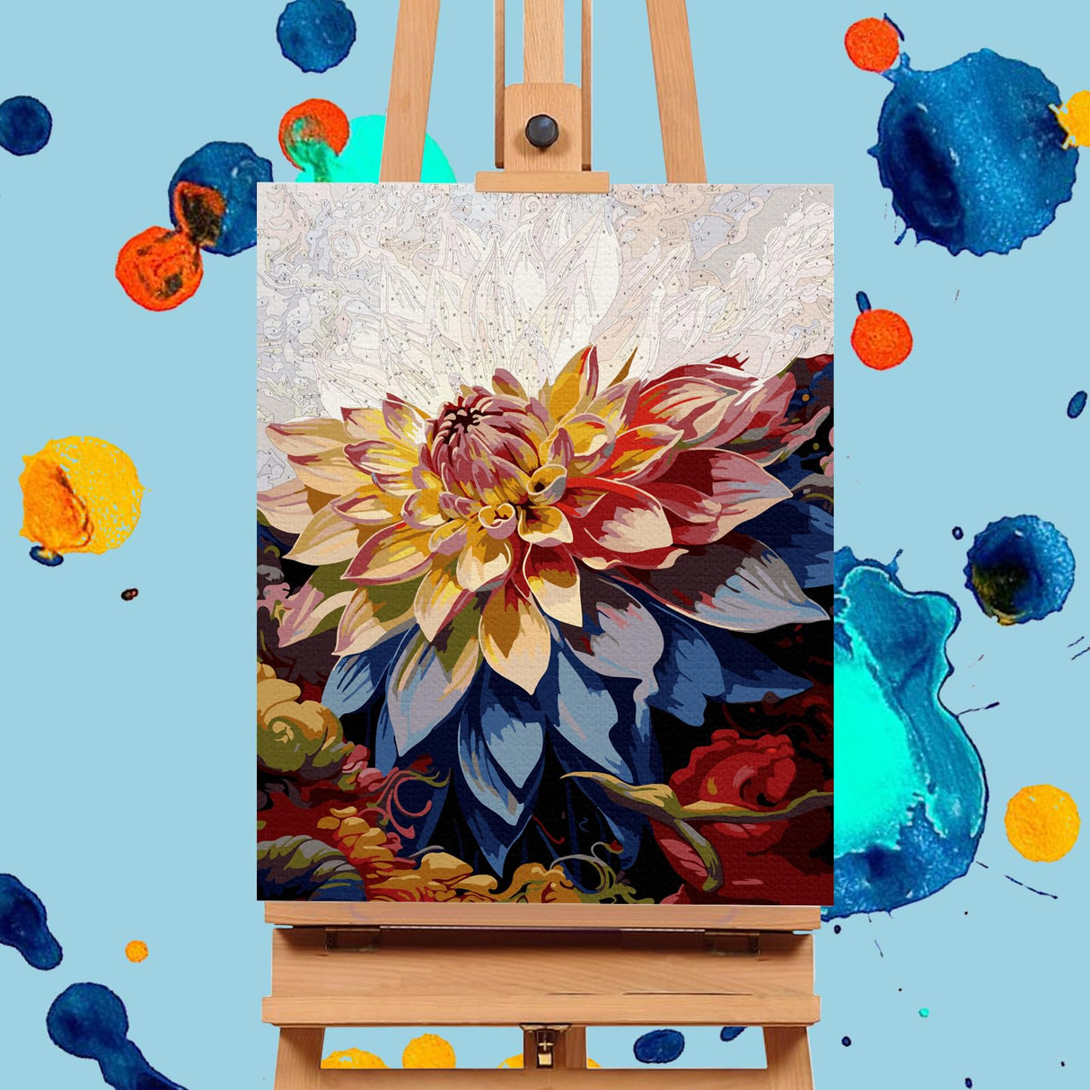 Offito Paint by Numbers Kit for Adults- Flowers Adult Paint by Number Kits on Canvas for Beginners, Flowers DIY Acrylic Oil Number Painting Kits for Home Wall Decor Gift 16"x20" (Without Frame) Offito