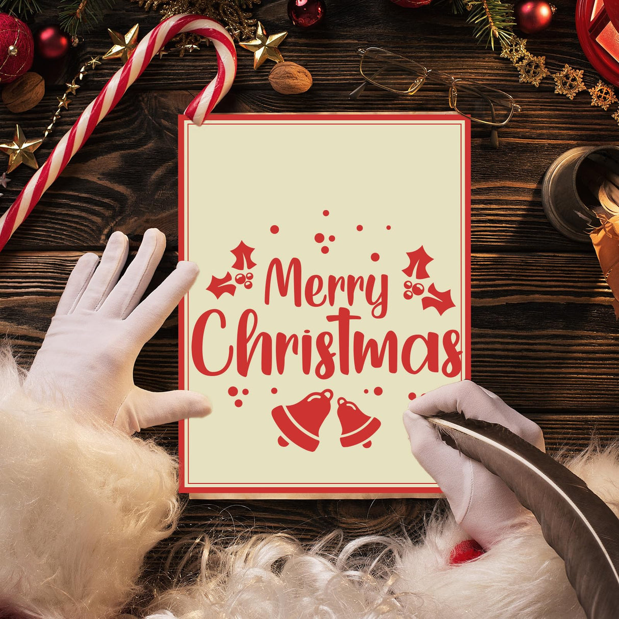 JarThenaAMCS 60Pcs Christmas Stationery Letterhead Paper Set Red Border Letter Writing Paper with Red Gold Envelopes for Xmas Greeting Card Invitation Office Printing, 8.5" x 11" JarThenaAMCS