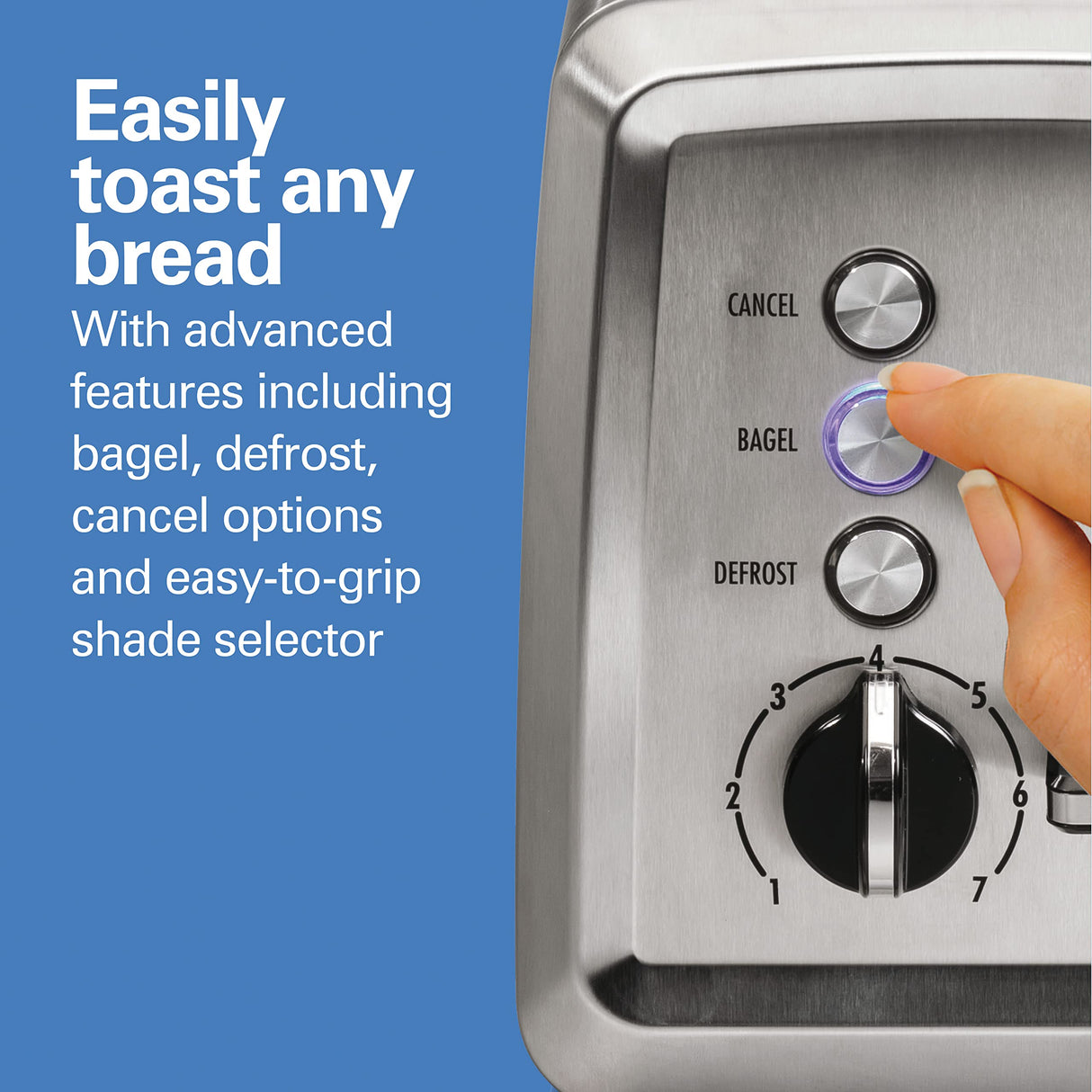 Hamilton Beach 2 Slice Toaster with Extra-Wide Slots, Bagel Setting, Toast Boost, Slide-Out Crumb Tray, Auto-Shutoff & Cancel Button, Defrost Function, Stainless Steel (22794) Hamilton Beach