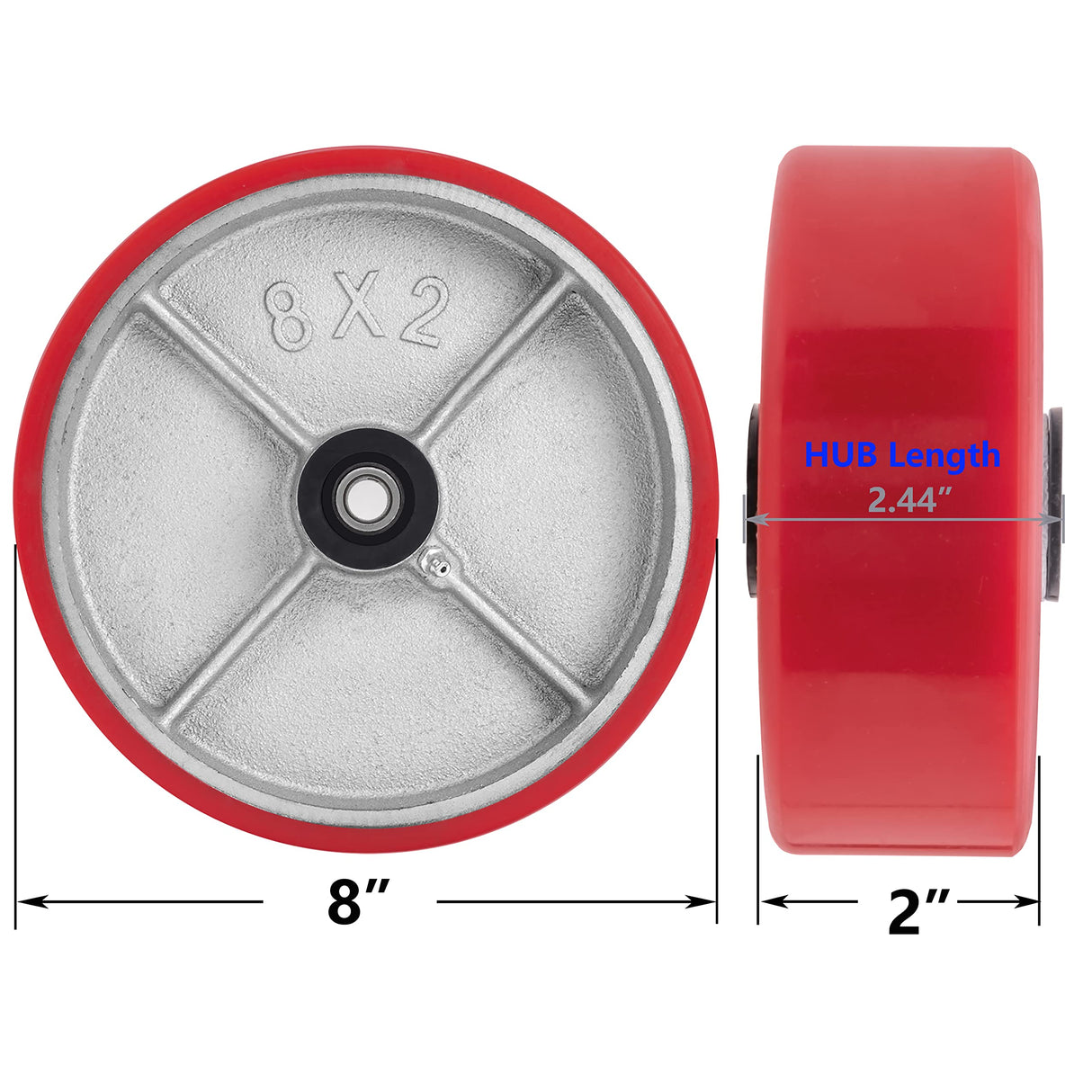 8"X 2" Heavy Duty Casters Wheels - Industrial Caster Wheels Polyurethane Caster Wheel with Strong Load-bearing Capacity 6000 LB, heavy duty casters wheel -set of 4, Widely Used in Tool Box, Trail Jack SY America