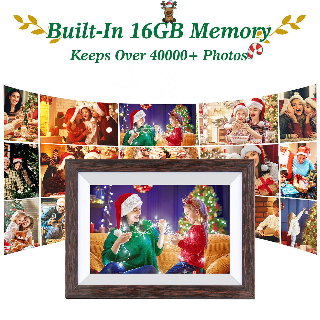 WiFi Digital Picture Frame 10.1 Inch Smart Digital Photo Frame with IPS Touch Screen HD Display, 16GB Storage Easy Setup to Share Photos or Videos Anywhere via Free Frameo APP (Brown Wood Frame) Weipan
