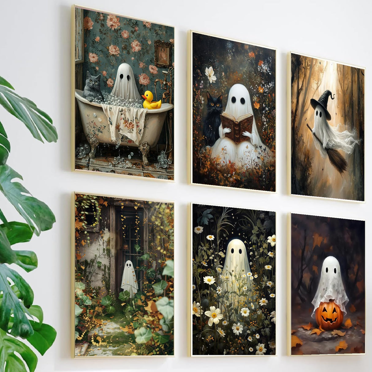 6 Packs Ghost Paint by Number for Adults Unframed,Halloween DIY Adult Painting by Numbers Kits on Canvas,Easy Acrylic Ghost Paint Kit Beginners for Home Decor 12x16 Inch Canrichshop