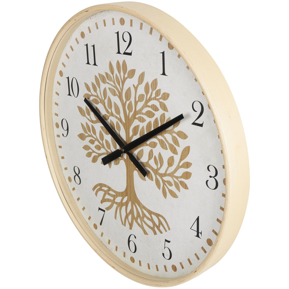 Deco 79 Wooden Tree Decorative Wall Clock Wall Clock for Home with Cream Backing, Wall Clock for Room 24" x 2" x 24", Brown Deco 79