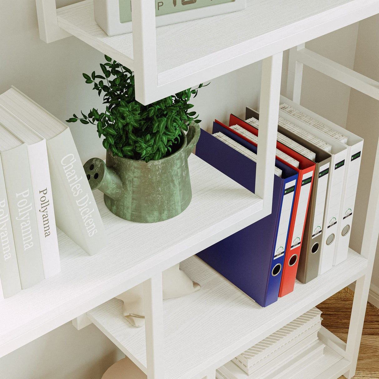 IRONCK Bookshelves and Bookcases 6-Shelf Etagere Bookcase, Industrial Open Display Shelves Geometric Bookcase with Sturdy Metal Frame,Industrial White IRONCK