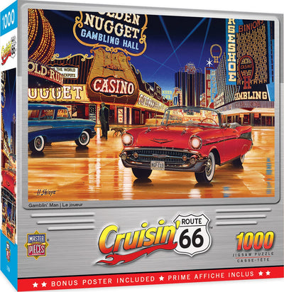 MasterPieces - 1000 Piece Jigsaw Puzzle, Route 66 Gamblin’ Man, Fun for Adults, Family, Kids, 19.25" x 26.75"