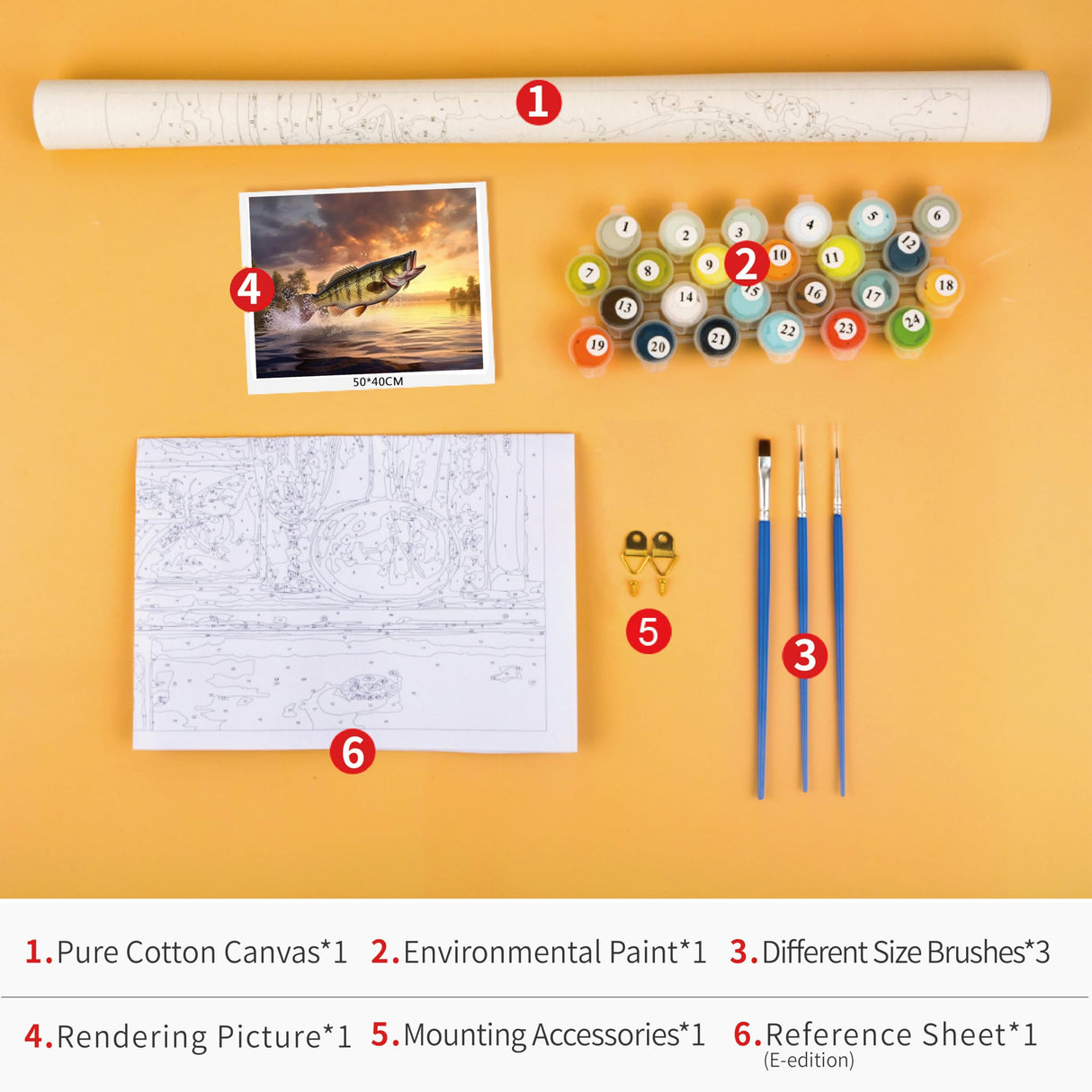 TUMOVO Largemouth Bass Paint by Numbers for Adults Fish Jumping Out of Water DIY Oil Paint by Number On Canvas Yellow Theme Painting Art Crafts Acrylic Paints for Home Decor Painting Gift 16"x20" TUMOVO