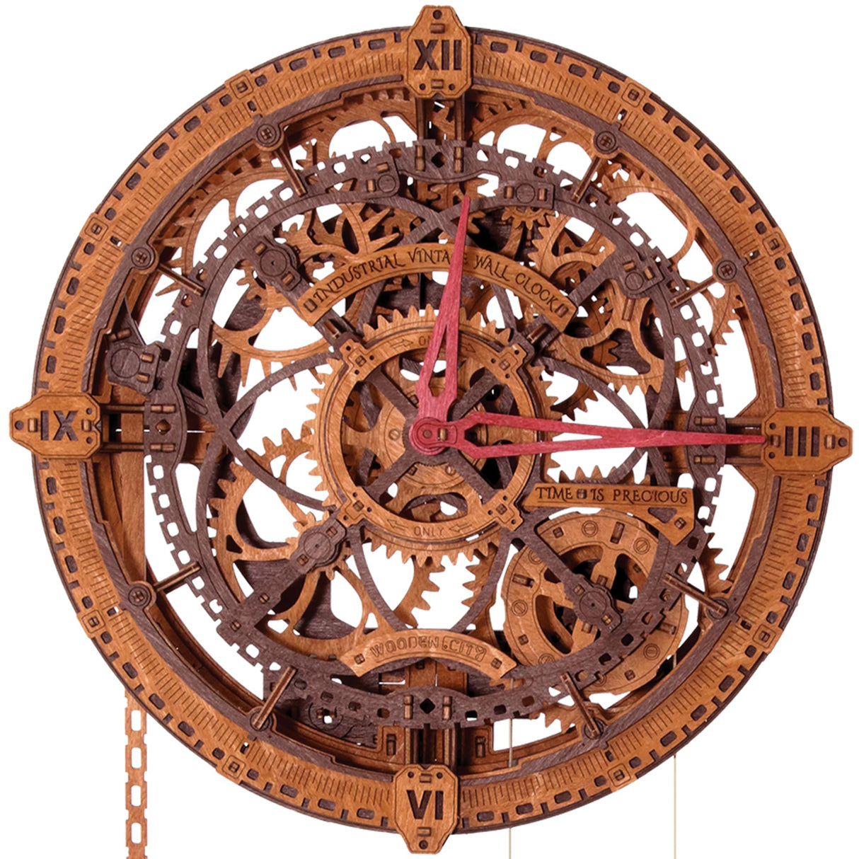 WOODEN.CITY 3D Puzzles for Adults - Industrial Vintage Wall Clock Model Kit - Wooden Puzzles - Mechanical Clock Building Kit WOODEN.CITY