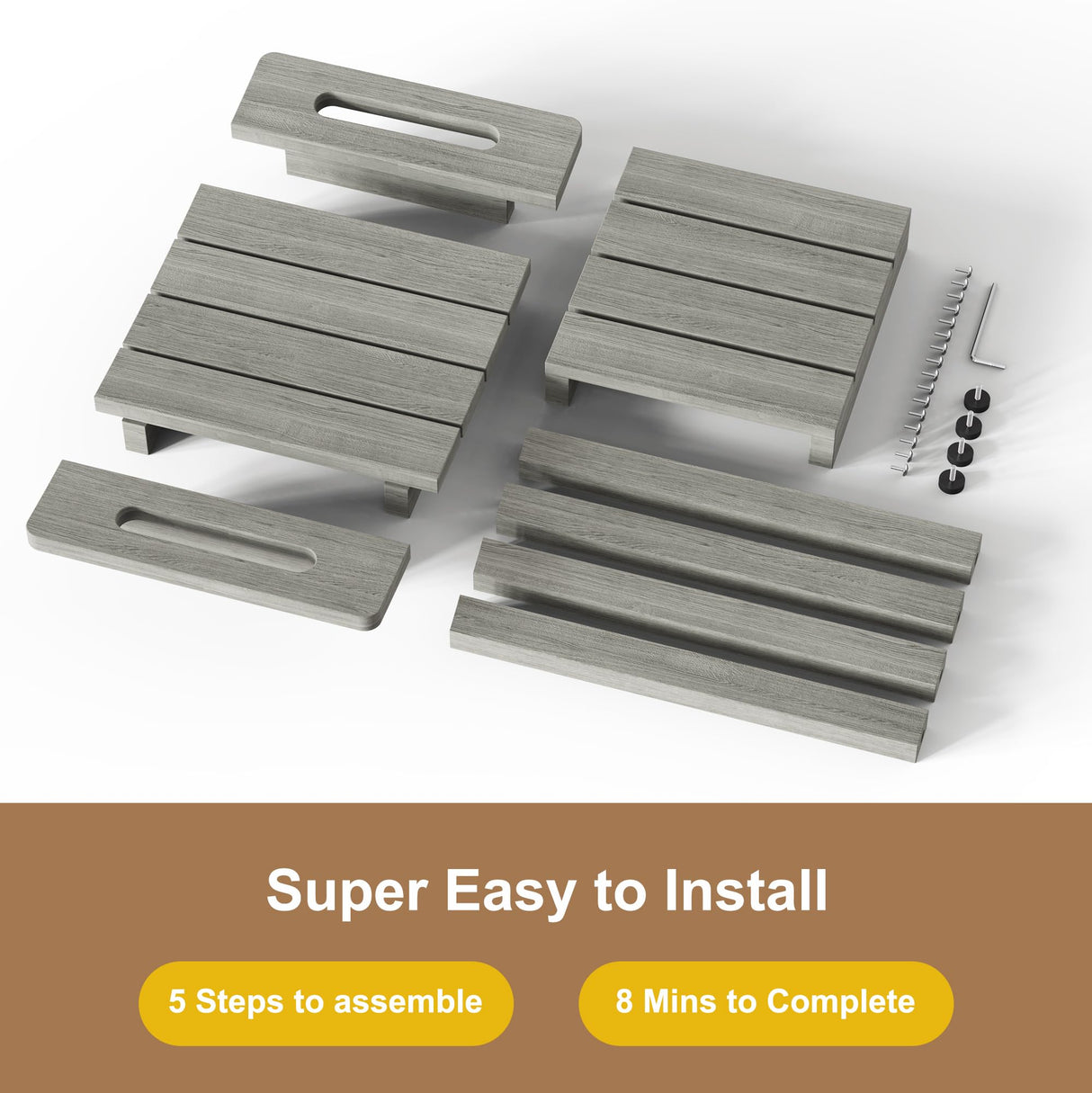 oridom HIPS Shower Benches for Inside Shower, Shower Stool with Space-Efficient Storage Shelf, Waterproof Shower Chair Seat for Spa Bathroom(Light Gray) oridom