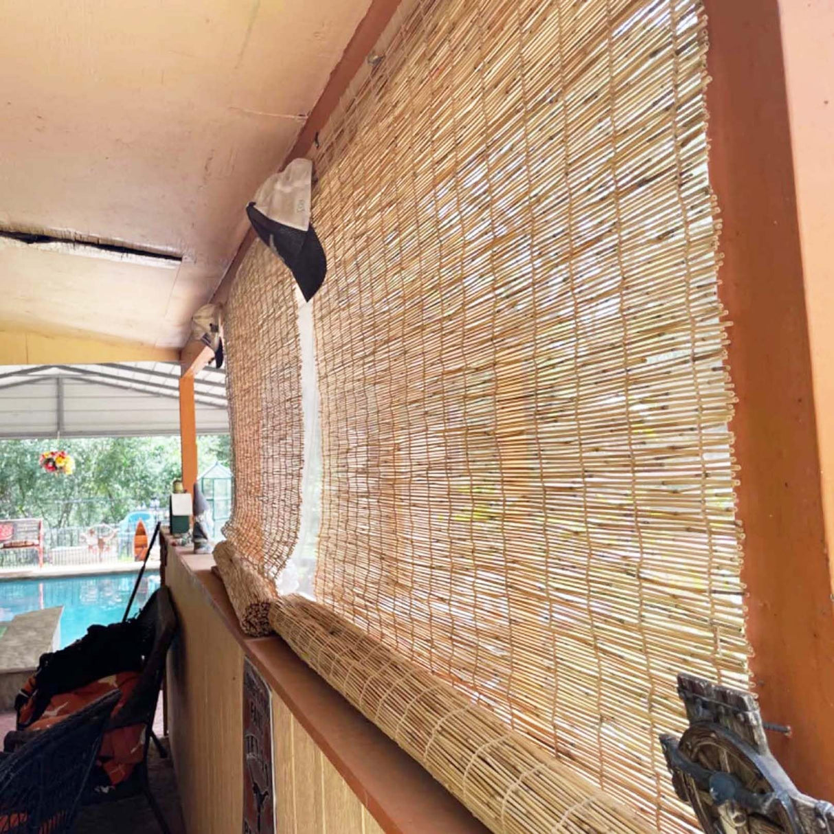 Natural Bamboo Shades for Patio 24 32 36 48 60 72 79 Inch Wide Outdoor Roll Up Blinds Waterproof Bamboo Roman Shades Privacy Sunshades Bamboo Blinds for Indoor Garden Porch Roll Up Bamboo Shades KaulaTrinx