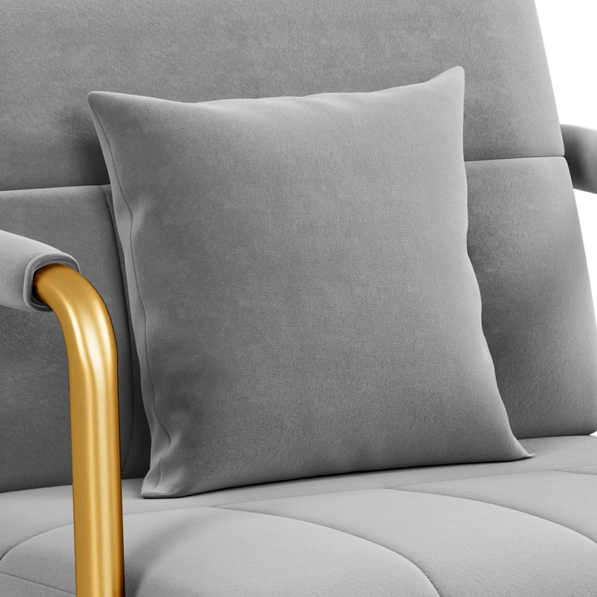 Yaheetech 30" W Modern Sofa Small Sofa Luxurious Velvet Fabric Couch with Gold-Tone Metal Arms and Legs for Living Room, Home Office, Studio Light Gray Yaheetech