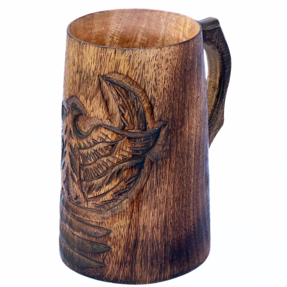 collectiblesBuy Authentic Retro Rustic Brown Hand Carved Eagle Design Embossed Large Wooden Beer Tankard Mug Food Safe for Home and Restaurants Parties Housewarming Toast Celebrational collectiblesBuy