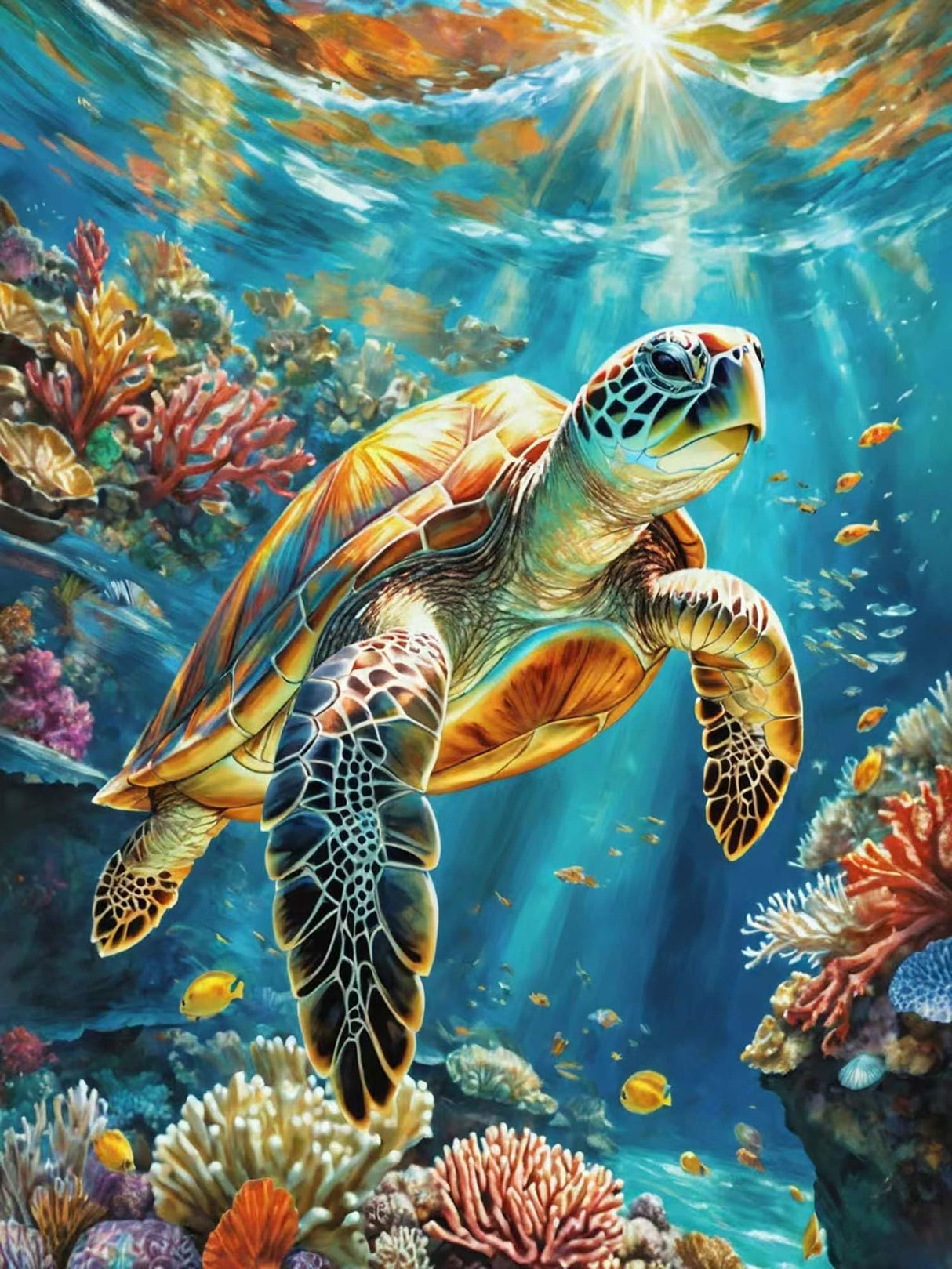 Lovepefe Sea Turtle Diamond Art Painting Kits for Adults Paint with Diamond Kit for Beginners DIY Full Drill Gem Art Home Wall Decor 12 X 16 Inch Lovepefe