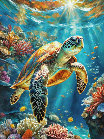 Lovepefe Sea Turtle Diamond Art Painting Kits for Adults Paint with Diamond Kit for Beginners DIY Full Drill Gem Art Home Wall Decor 12 X 16 Inch