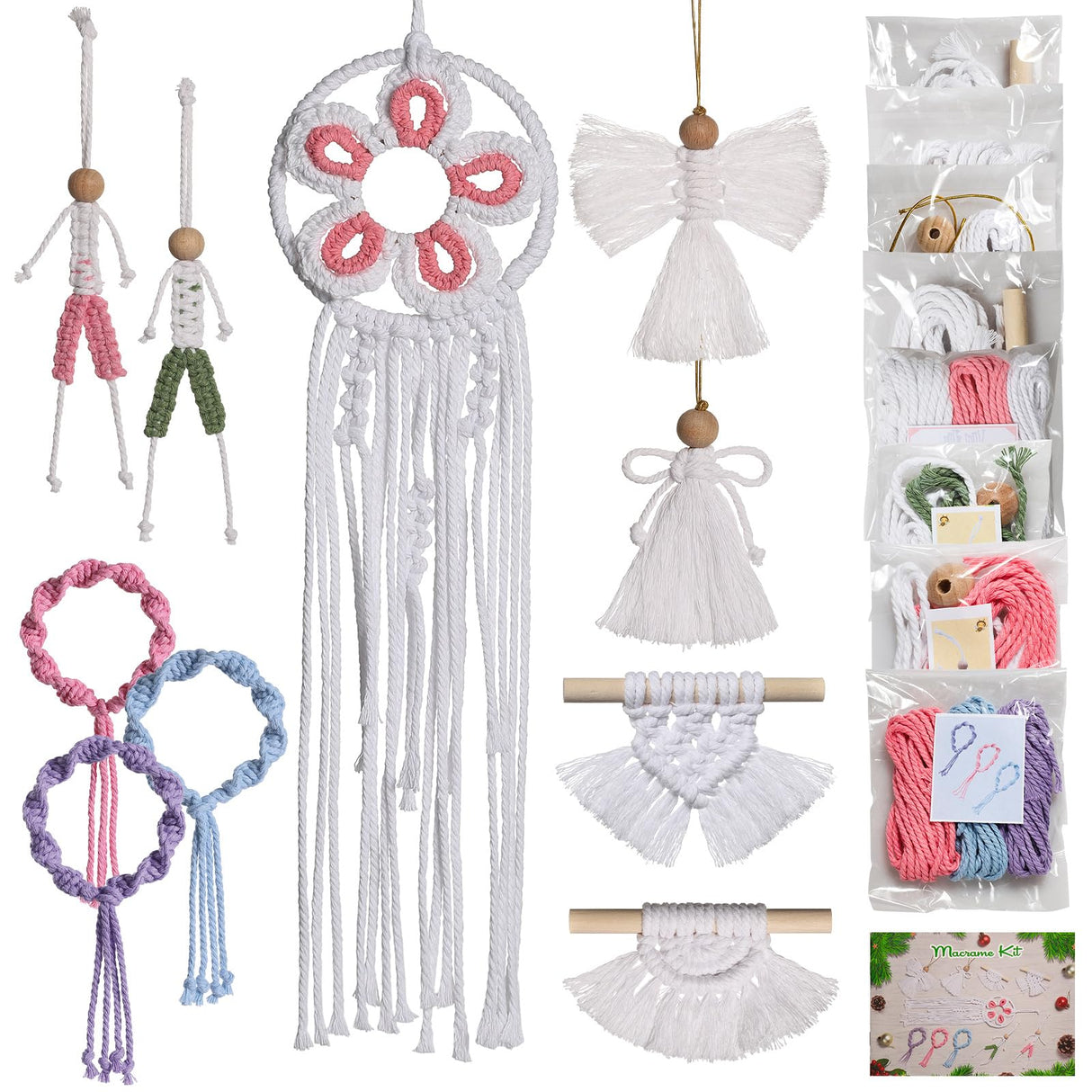 RQWZBCHX Macrame Starter Kit for Kids, Macrame DIY Kit for Beginners for Hanging Decor Including Detailed Booklet with Step-by-Step Video Tutorial RQWZBCHX