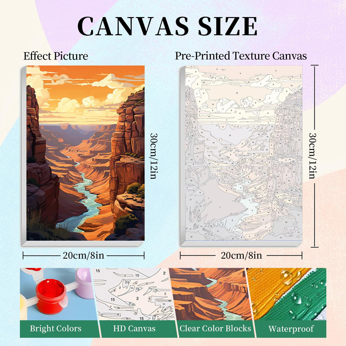 4 Pack Framed Paint by Numbers Kit for Adults with Wooden Easel, National Park Paint by Numbers with Frame for Beginner, Landscape Adult Paints by Number Kits on Canvas Framed for Wall Decor 8 x 12 In Camocin