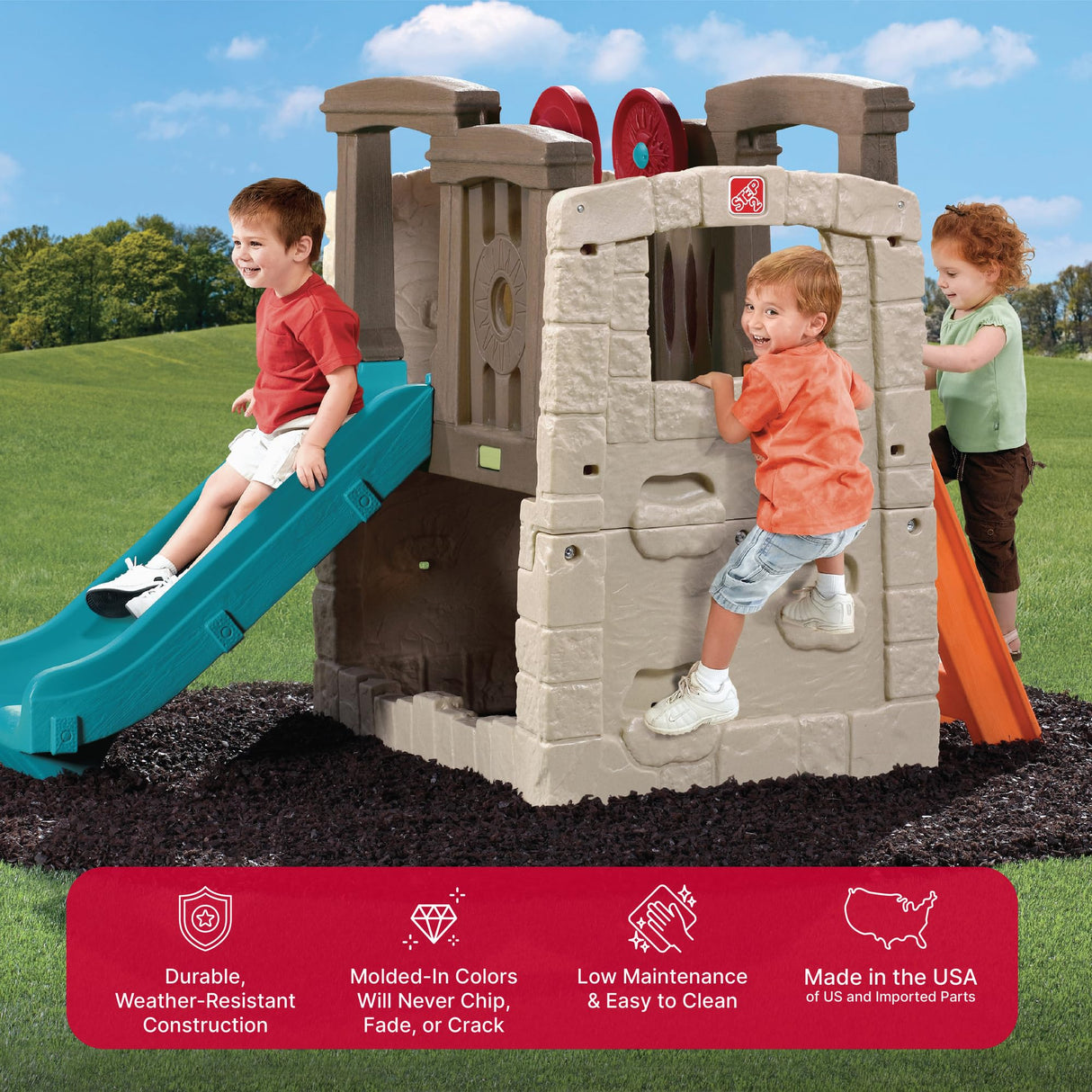 Step2 Woodland Climber II Kids Playset, Ages 2 –6 Years Old, Toddler Slide and Climbing Wall, Outdoor Playground for Backyard, Sturdy Plastic Frame, Easy Set Up Step2