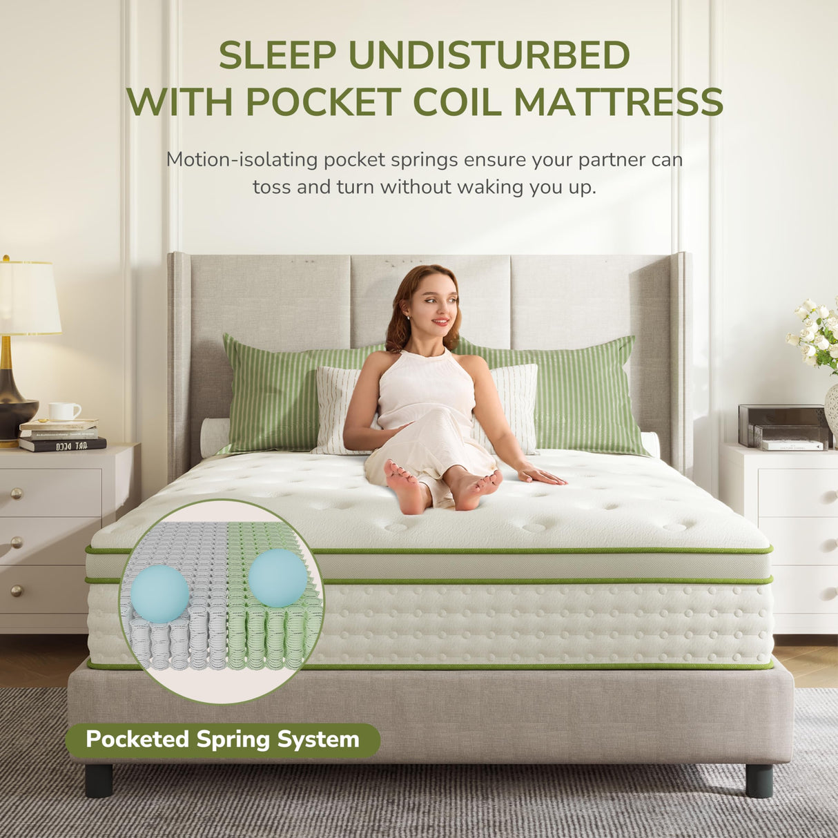 Emerspring Twin Mattress, 10 Inch Twin Hybrid Mattress with Individually Pocket Innerspring for Cooling Motion Isolation & Silent Sleep, Pressure Relief, Edge Support,Medium Firm Emerspring
