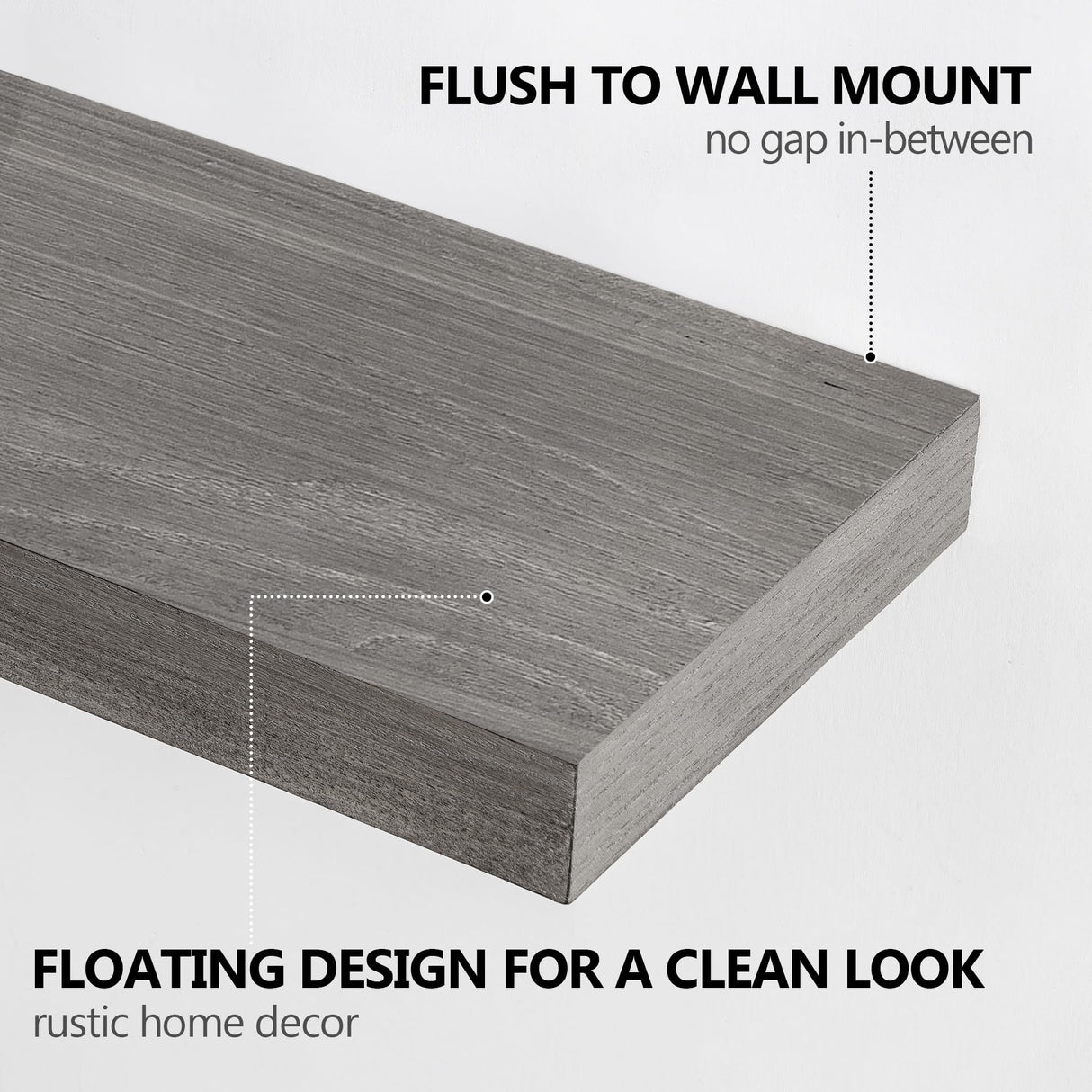 Fun Memories 48 Inch Fireplace Mantel Shelf, Wood Floating Shelves Wall Mounted, Wall Shelves with Invisible Bracket for Living Room Bathroom Bedroom Kitchen, Set of 1 (Grey, 48"x 8") Fun Memories