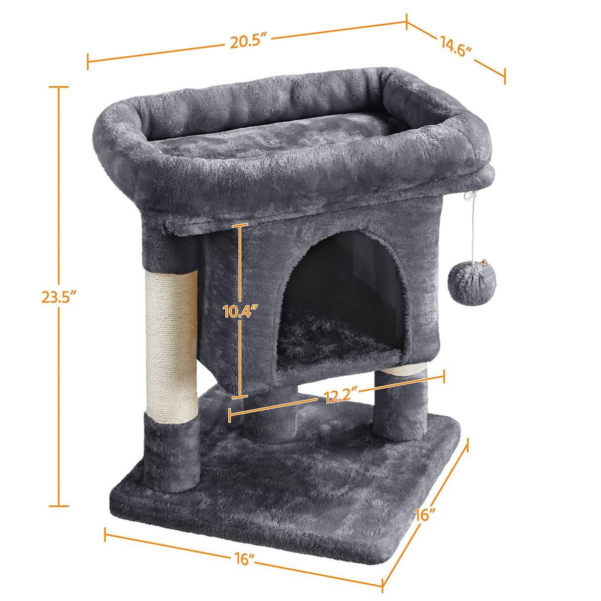 Yaheetech 23.5in Cat Tree Tower, Cat Condo with Sisal-Covered Scratching Posts, Cat House Activity Center Furniture for Kittens, Cats and Pets - Dark Gray Yaheetech