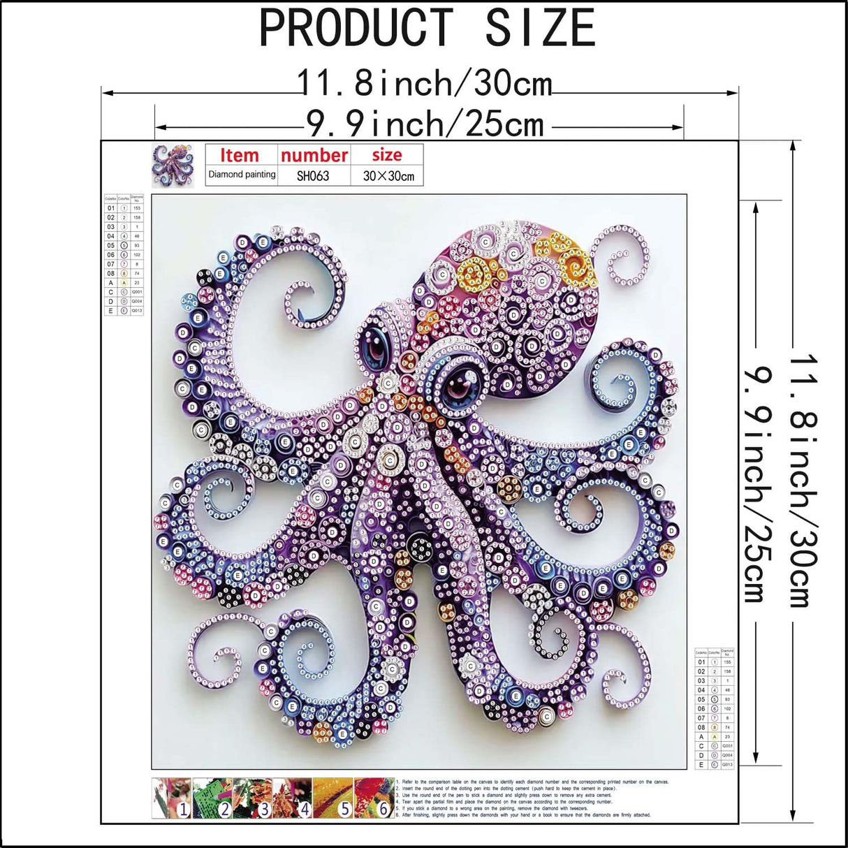 5D Diamond Painting Kits for Beginners,Animal Special Shape Diamond Art Kits for Purple Octopus DIY Crystal Rhinestones Paint by Diamonds and Crafts for Adults Home Wall Decor 12 X 12inch SHICERNHJ