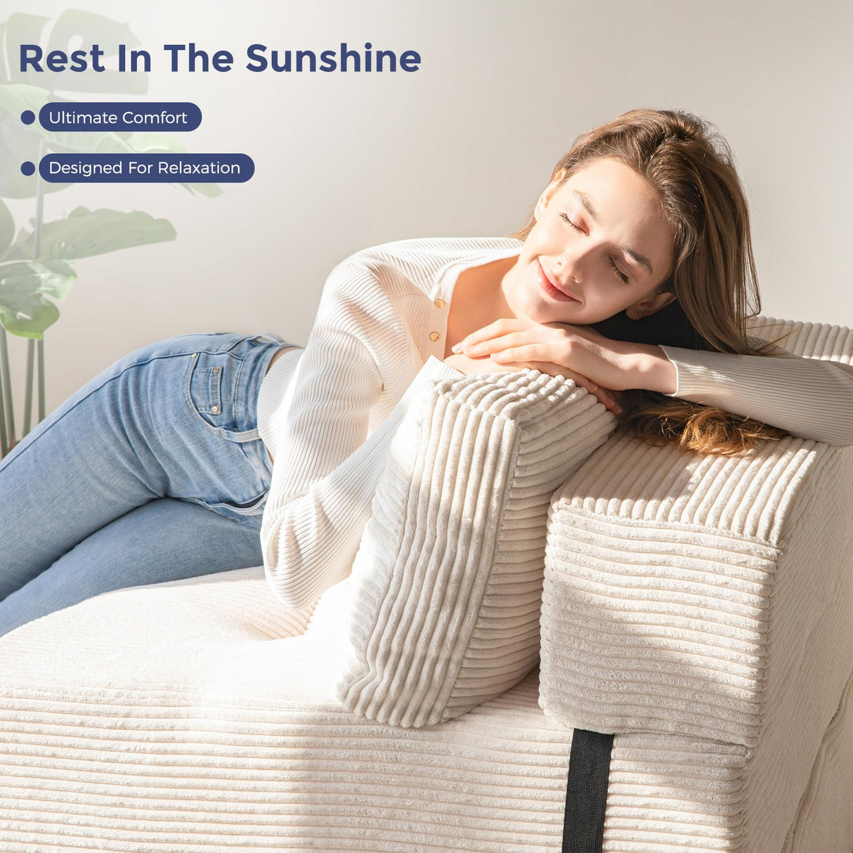 MAXYOYO Folding Sofa Bed, Convertible Sofa Bed with High-Density Support Foam, Portable 4 in 1 Fold Out Chair to Floor Lounger, Versatile Floor Couch for Living Room Bedroom, Beige MAXYOYO