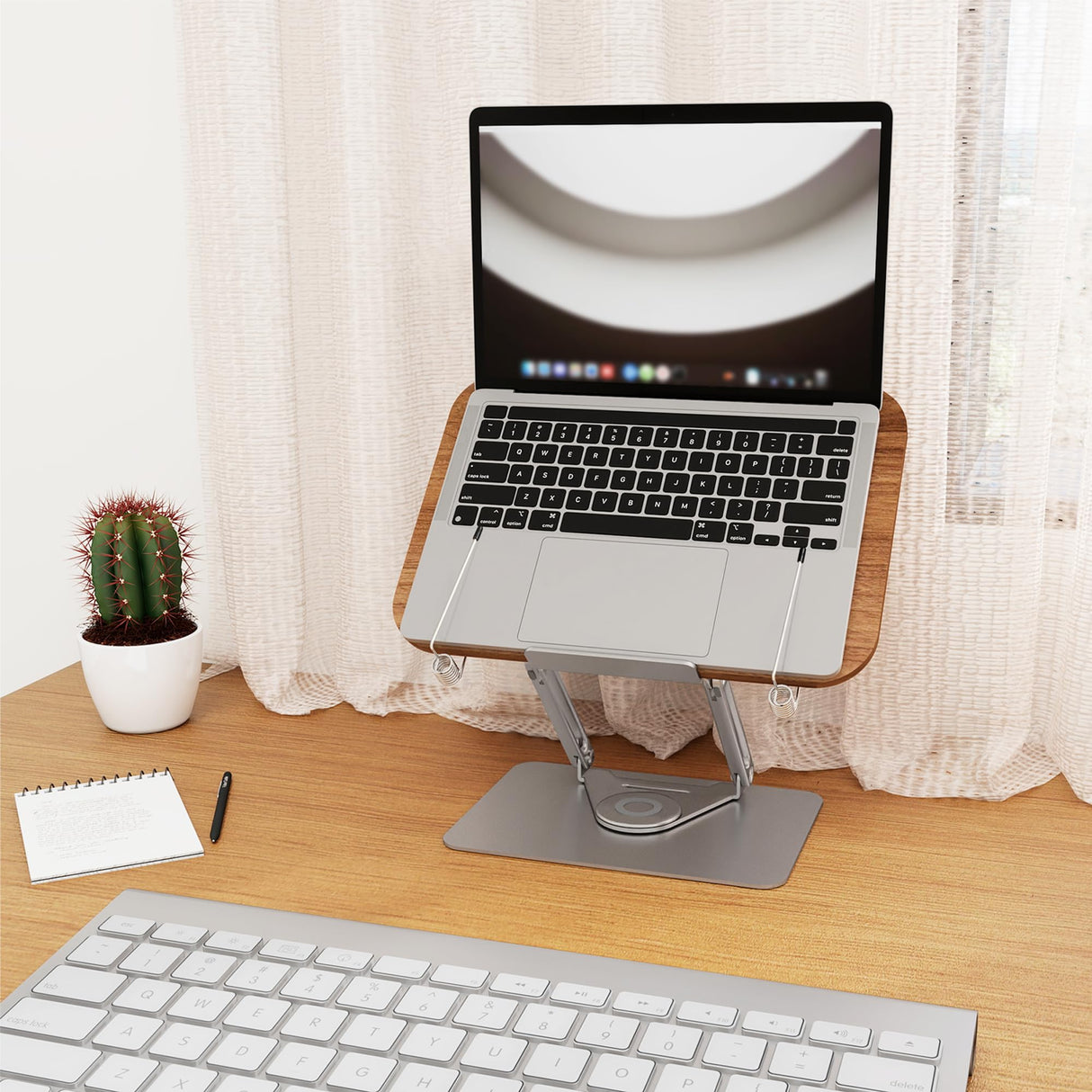 Luxdecor Wood Book Stand for Reading,Adjustable Book Holder with 360°Rotating Base & 2 Page Clips, Stable Display Stand for Recipe,Book Reading, Magazines, Tablets, Sheets (Foldable Design) Luxdecor