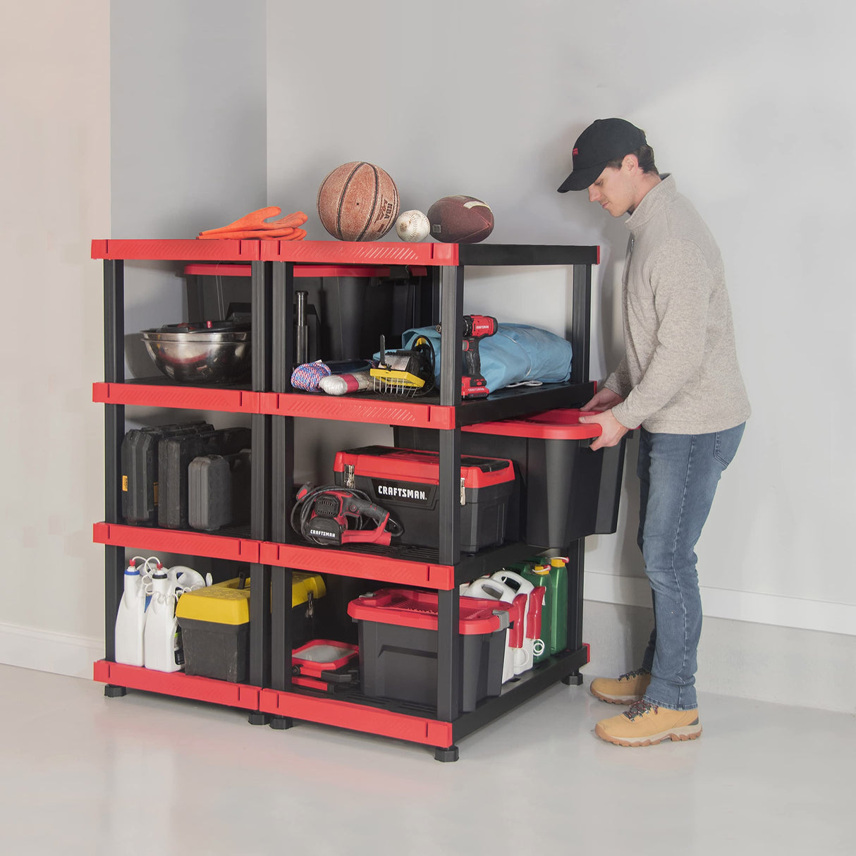 CX Craftsman, 4-Tier Highly Durable Storage Rack, 200lbs/shelf, (55”H x 40”W x 24”D), Interlocking Shelving Unit and Weather-Resistant Design, American Made Garage Shelf CX